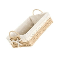 BESTOYARD Wicker Bread Basket and Fruit Serving Basket with Removable Liner Rattan Storage Baskets for Pantry and Desktop Display