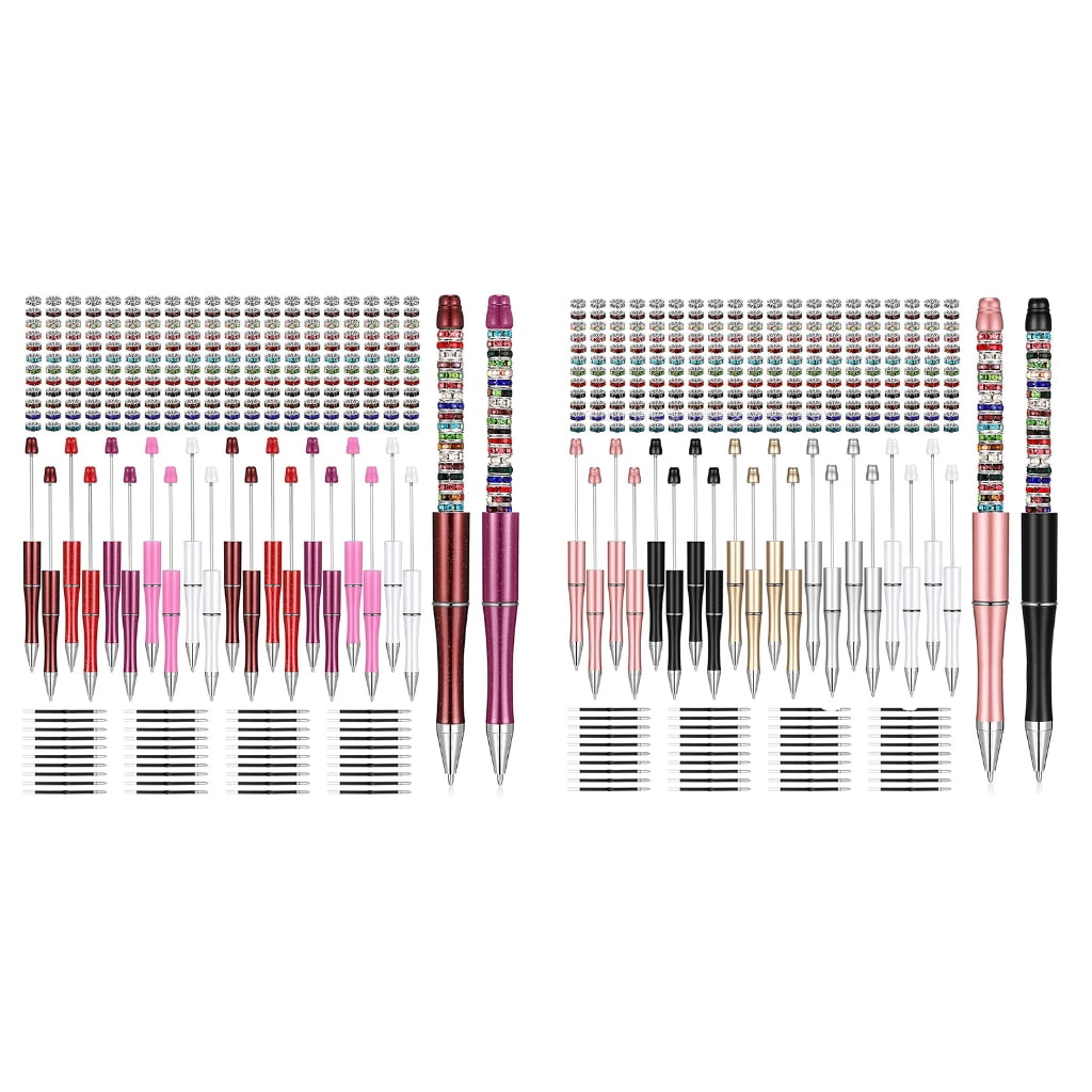 300Pcs DIY Sublimation Pen Blank Beadable Ballpoint Pen with Beads, Refills