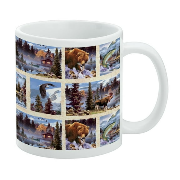 Rocky Mountain Outdoors Panels Pattern White Mug