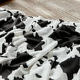 thumbnail image 4 of Teler Black Plush Cow Print Fleece Throw, 50" x 60", 4 of 7