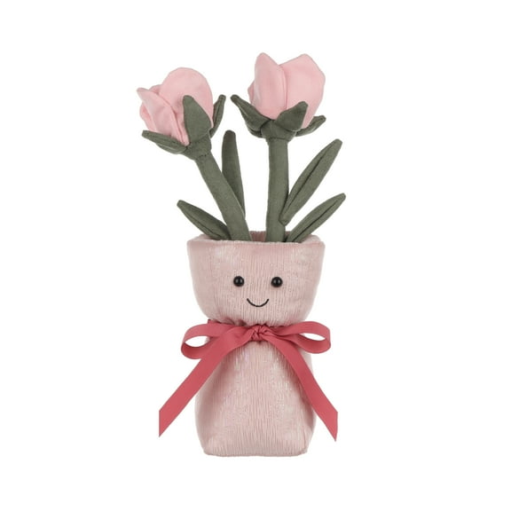 Apricot Lamb Rose Vase Plush Toy for Kids 12 Inches