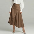 thumbnail image 5 of Maxi Flowy Skirts for Women Summer Elastic High Waisted Dressy Casual Ruffle Asymmetrical Hem Long Linen Wrap Skirt, 5 of 7