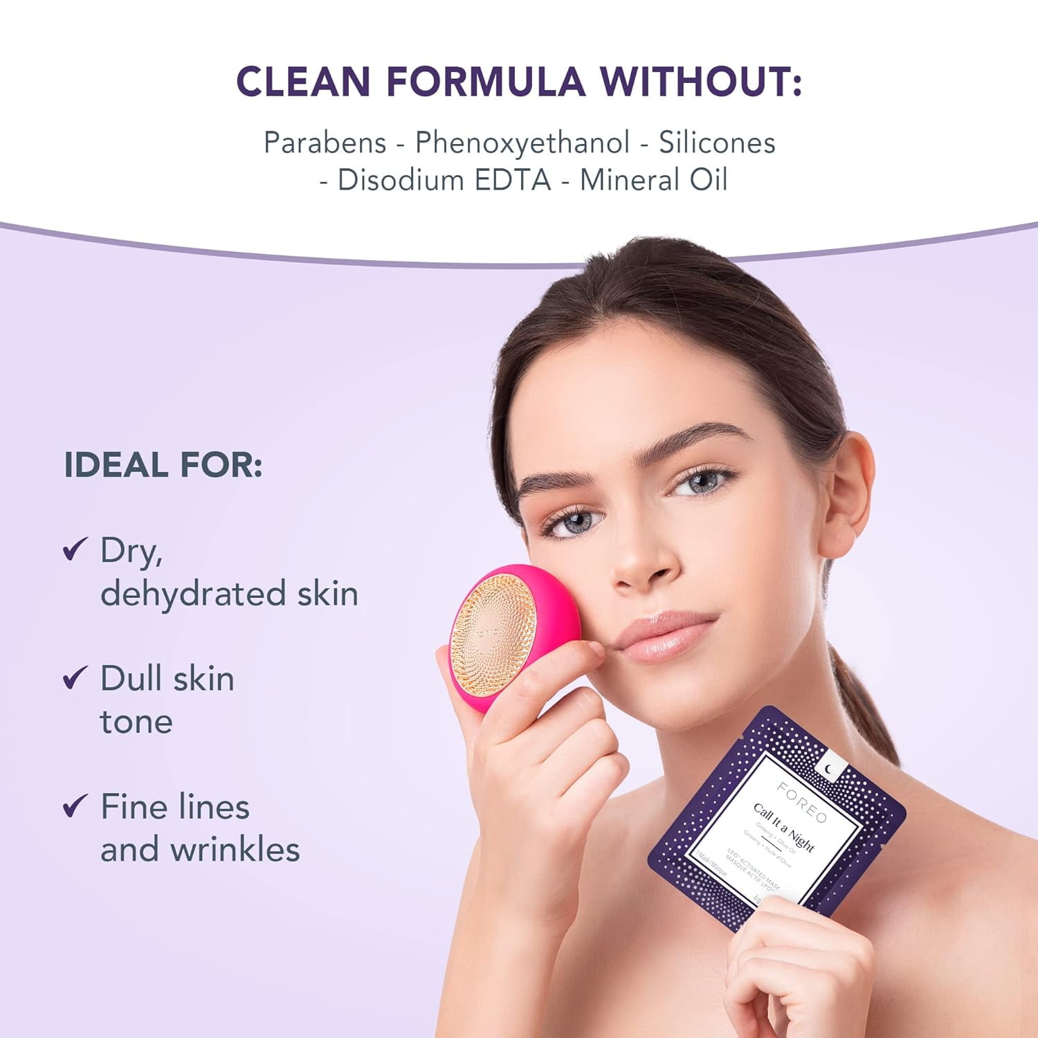 Foreo Call It a Night UFO Ginseng And Olive Oil Activated Face Mask, 0.21 oz (7 Pack)