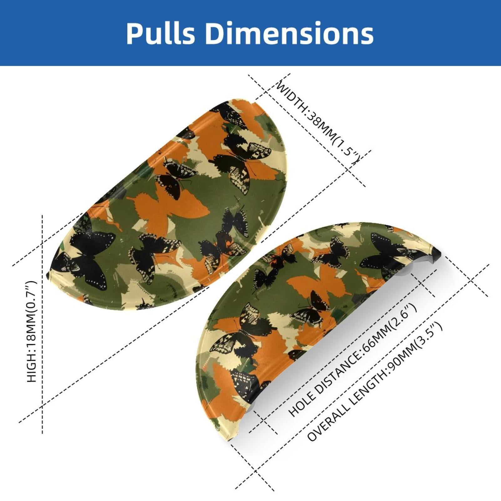 PhooArto 6 Pcs Cup Drawer Pulls, Camouflage Butterfly Pattern Shell Shape Handles Cabinet Knobs for Dresser Cupboard Closet Wardrobe with Screws