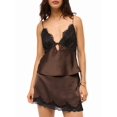 thumbnail image 3 of Women Polka Dot Print Tank Top Lace Trim Bralette Spaghetti Strap Y2k Camisole Chestnut Color XS, 3 of 9
