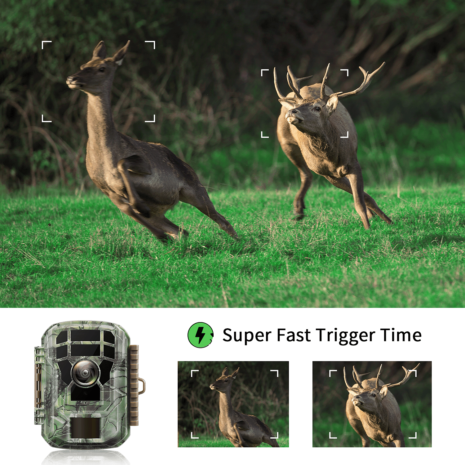 CAMPARK 20MP Trail Camera 1080P Game Deer Hunting Camera Infrared Night Vision Waterproof Motion Detection Outdoor Trail Cam with SD Card