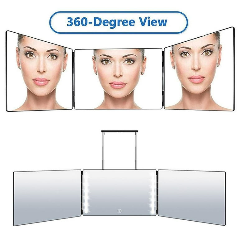3 Way Mirror For Self Hair Cutting With LED Light, Tri-Fold Rechargeab –  Aysun Beauty Warehouse