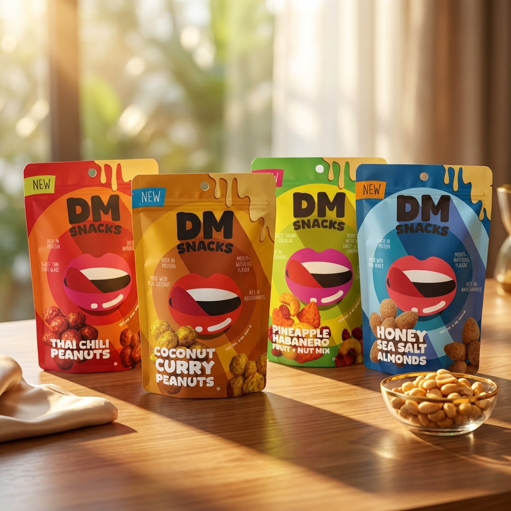 DM Snacks Mixed Nuts Gift Basket Assorted Spicy Crunchy Trail Mix 4-Pack 2 lb Total