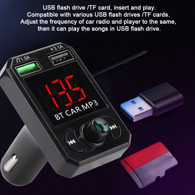 Transmitter, Car Mini Dual USB Fast Charging Hands-Free Calling for All Smartphones Audio Players for Car