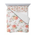 thumbnail image 7 of Quilts King Size Bedding Set, Peach Lightweight Quilted Comforter, Spring Floral Green Leaf Botanical Pink Fruit Soft Reversible Bedspread Coverlet with Pillow Covers for All Season, 96" x 106", 7 of 7