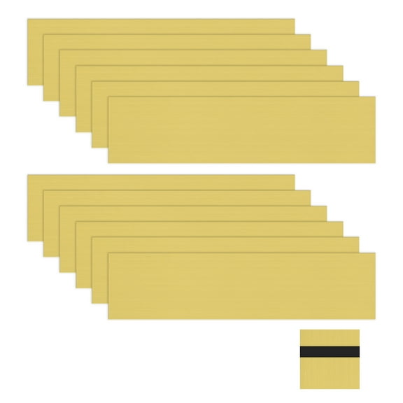 Uxcell 12-Pack Name Plate Engraving Blanks 1.3mm Thick 8x2 Inch Gold/Black