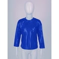 thumbnail image 3 of Kaerm Boys Girls Sparkly Sequins Metallic Long Sleeve Top T-Shirt Modern Jazz Hip Hop Stage Royal Blue 160, 3 of 7