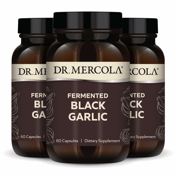 Dr. Mercola Fermented Black Garlic - Antioxidant Supplement - for Immune, Cellular & Heart Health Support - Includes S-Allyl-Cysteine - Non-GMO, Gluten-Free & Soy-Free- 90 Servings (180 Capsules)