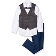 thumbnail image 1 of Boys 4-Piece Plaid Vest Set, Brown Blue, 14, 1 of 2