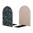 thumbnail image 2 of KLL Hawaiian Style Print Wood Book Ends for Shelves,1 Pair Wood Bookends Book Holder Stand Decorative, Book Stoppers for Heavy Duty Books CD File Video Games, 2 of 8