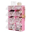 thumbnail image 4 of 8-Tier Expandable Shoe Rack Organizer with Door – Multi-Pair Plastic Shoe Storage Cabinet, Space-Saving, Dustproof, Holds 32 Pairs, for Entryway, Hallway, Bedroom, Pink, 4 of 8