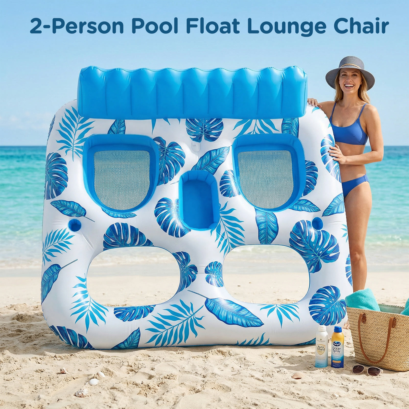 Livhil 2-Person Inflatable Pool Float with Backrest photo 7