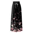 thumbnail image 4 of WTOBBY Women's Casual High Waisted Wide Leg Pants with Pockets Featuring Floral Print, Perfect for Everyday Comfort, Stylish Occasions and Effortless Summer Fashion ,Black L, 4 of 5