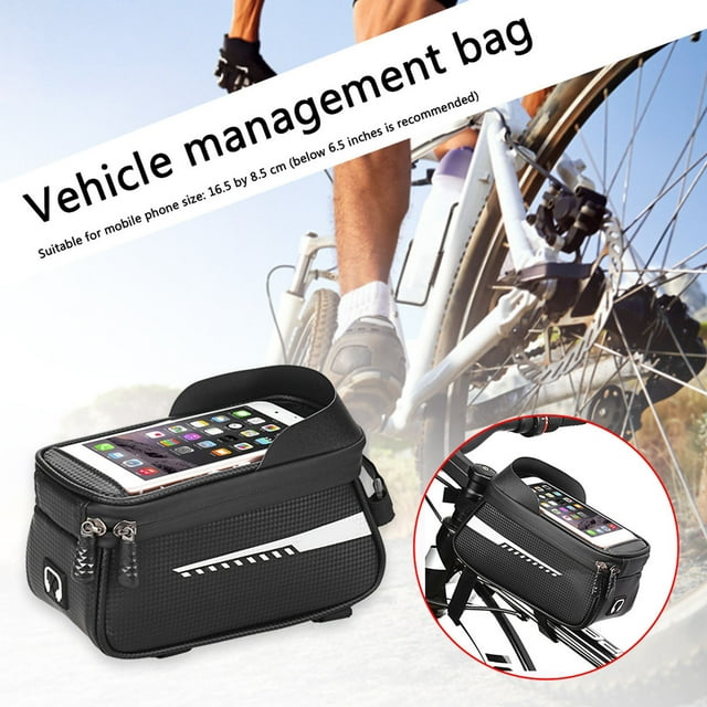 Bike Accessories Front Frame Bag with TPU Phone Pocket and Large Storage Capacity for Convenient Cycling
