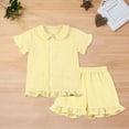 thumbnail image 2 of JSCDRPDWL 2 Piece Outfits 18 Month Girl Outfits Girls Birthday Outfit Girls Soccer Shirt + Girls Soccer Shorts Clothes for 11 Year Old Girls, Yellow 1-2 Years, 2 of 4