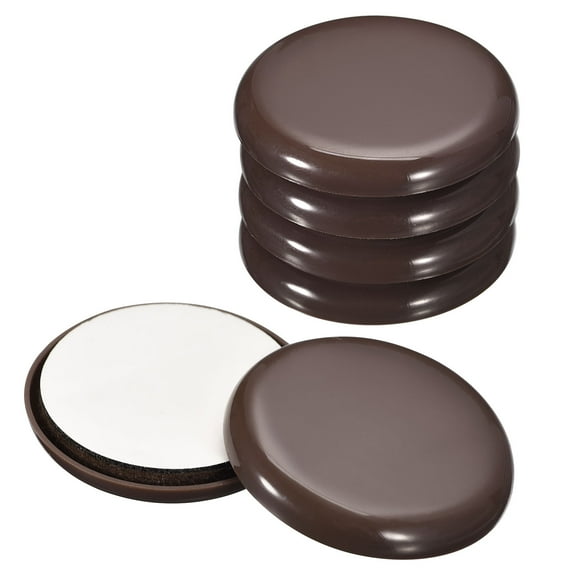 Furniture Sliders, 16Pcs 2" - Plastic Self-adhesive Round Sliding Pads, Chair Glides for Carpeted Floors (Brown)