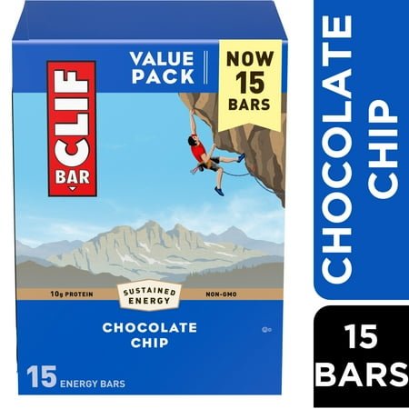 CLIF BAR - Chocolate Chip - Made with Organic Oats - 10g Protein - Non-GMO - Plant Based - Energy Bars - 2.4 oz. (15 Pack)
