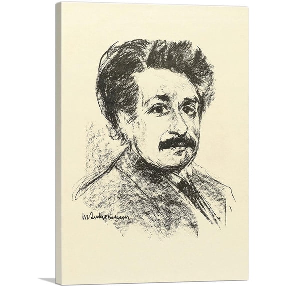 ARTCANVAS Portrait Of Albert Einstein 1857 Canvas Art Print by Max Liebermann - Size: 18" x 12" (0.75" Deep)