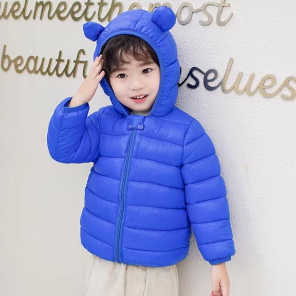 Godderr Baby Toddler Infant Hooded Down Jackets Coats 9M-5Y Cotton Outwears with Bear Ears Solid Color Cotton Jackets Fall Winter Spring Coats for Girls Boys