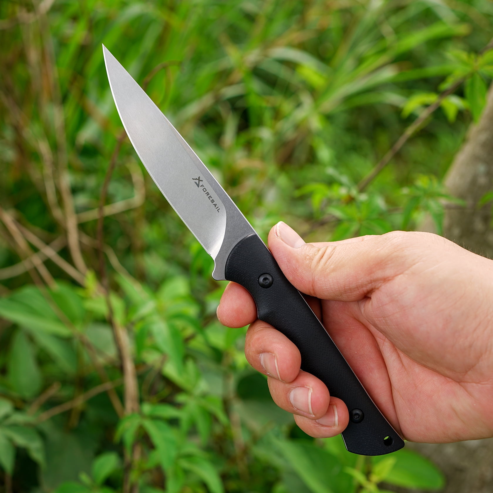 FORESAIL Small Fixed Blade Knife,3.86in DC53 Steel Blade and G10 Handle,with Sheath,Black