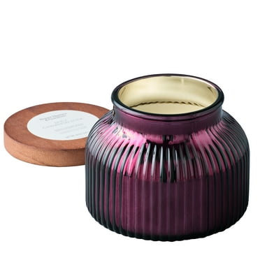 Better Homes & Gardens Spicy Cinnamon Stick Scented Cotton 2-Wicks Ribbed Mecury Glass Jar Candle with Wooden Lid 18oz