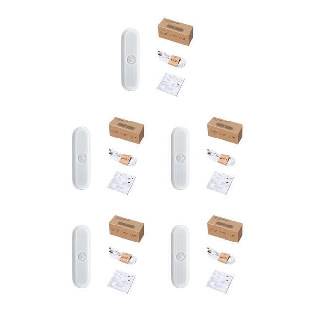 jesticaly Light Bar Rechargeable Cabinet Lamp Kitchen Adhesive Plastic Household Room Sticky Battery Powered Night Lighting Sensor Short White 5Set