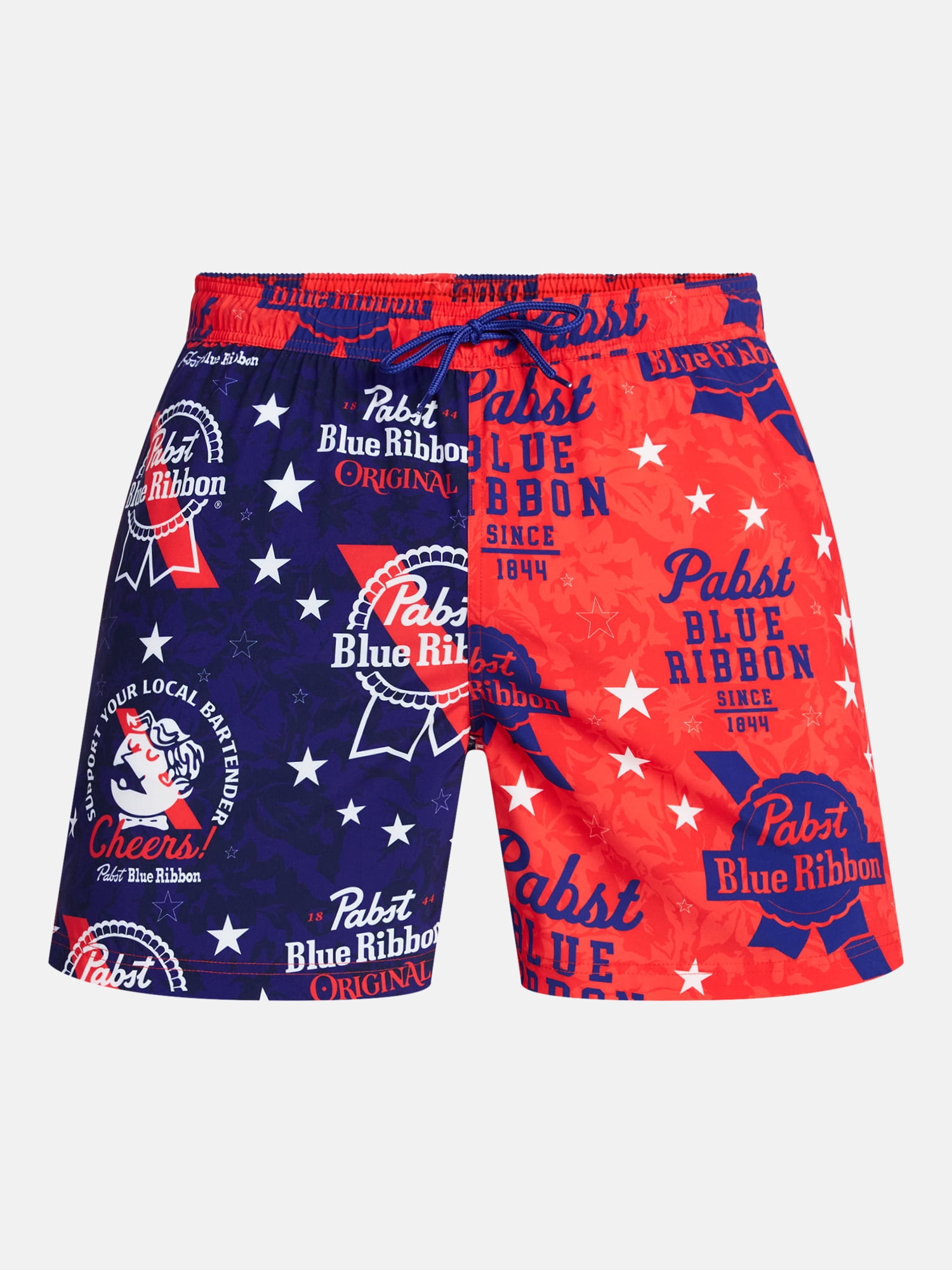 Pabst Blue Ribbon Men's and Big Men's Swim Board Shorts, Sizes S-3XL