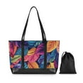 thumbnail image 7 of FORMRS Canvas Laptop Tote Bag for Women with 15.6" Computer Compartments Shoulder Handbag, Colorful Art Leaves Pattern, 7 of 7