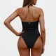 thumbnail image 5 of Conjunto de Bikini de Cintura Alta para Mujeres Color Sólido Sexy Colgantes Ajustables Bikini, Diseño de Corte Alto sin Espalda para Piscina, Playa Y Vacaciones, 5 of 5