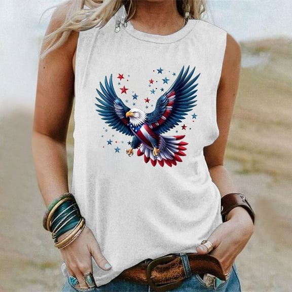 Aloohaidyvio American Flag Tank: Women 4th of July Tank Tshirt Patriotic T Shirt USA Sleeveless Tops