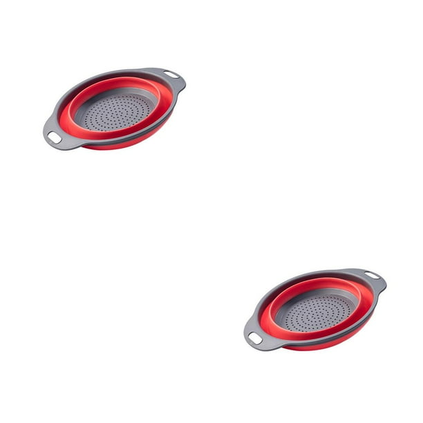 Escurridor de doble capa Inteprter plegable para frutas y verduras plástico Azul Verde Rojo