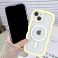 thumbnail image 3 of Compatible for iPhone 14 Case with Magsafe, Wave  Phone Case Cute Water Ripple Candy Colors Frame Shockproof for iPhone 14 Phone Case for Women 6.1 Inch - Yellow, 3 of 15