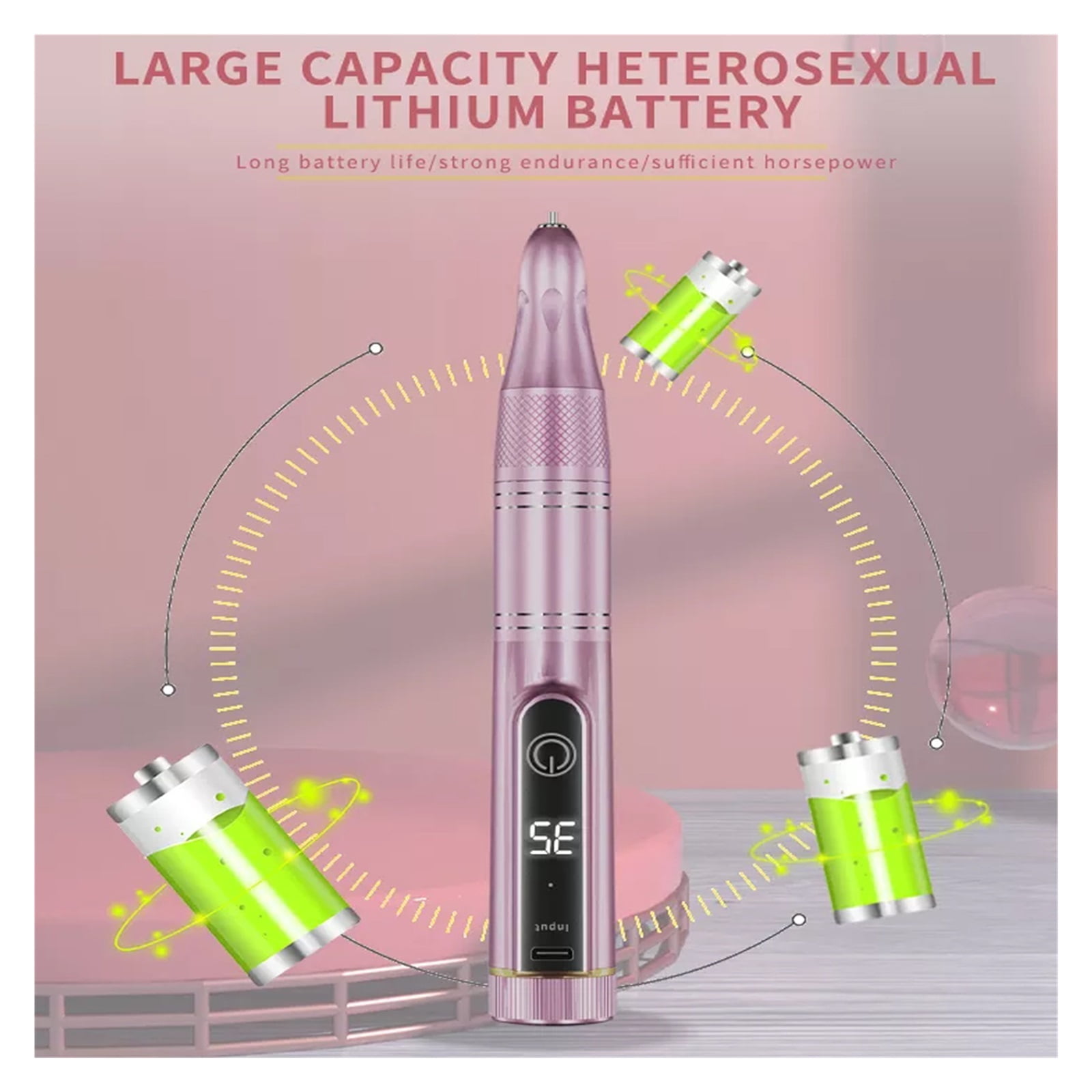 Cordless Electric Nail Drill Machine With LED Display, Forward Reverse Direction E File, Nail Drill For Acrylic Nails Manicure Set ,Low Noise