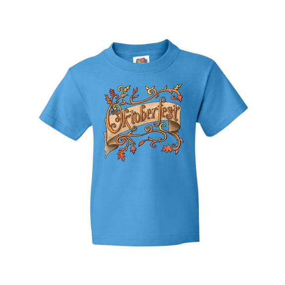 Inktastic Oktoberfest Banner with Orange Autumn Leaves Youth T-Shirt