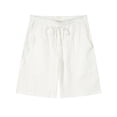 thumbnail image 4 of Vibrex Men's Shorts, Summer Men's Casual And Fashionable Solid Color Drawstring Elastic Waist Shorts,Men's Shorts with Zipper Pockets White_XL, 4 of 9