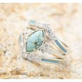 thumbnail image 1 of Fashion 3PCS Natural Turquoise Diamond Ring Set Natural Gemstone Diamond 3 Piece Set Ring Simple Fashion Jewelry Popular Accessories Size-8, 1 of 4