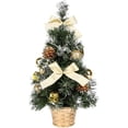 thumbnail image 4 of Pequeño árbol de Navidad dorado, pino artificial de mesa de 38 cm con adornos iluminados LED., 4 of 5