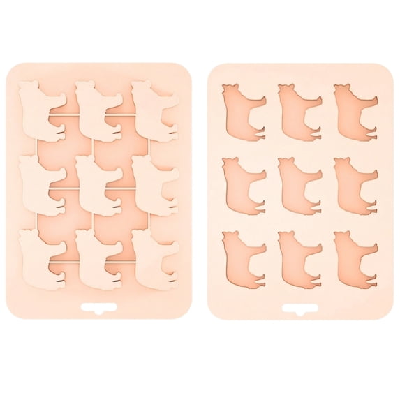 Ice Cube Tray Silicone, 9 Cavity Gummy Bear Mold, 10X8inPink Silicone Tray, Silicone Chocolate Mold, Silicone Ice Cube Molds, Ice Cube Jello Candy, 1 Pc