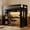 Black + MDF + Pine + Plywood + Twin, variant on Luckynote Twin Size Solid Wood Loft Bed with L-Shaped Desk and 4 Drawers, Ash Veneer High Loft Bed with Smart APP Control LED Light Strip, USB Charging Ports and 4-Tier Open Shelves, Black