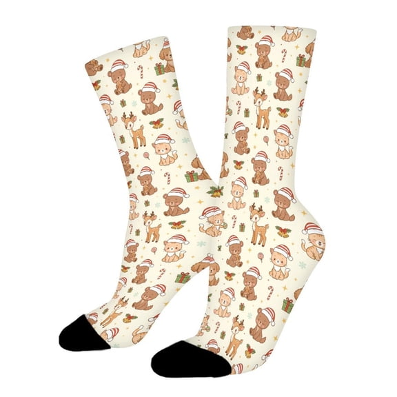 Christmas Cat Dog Hats Funny Novelty Crew Socks for Women Men Sports