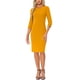 thumbnail image 2 of Vestido Vintage para Mujer Inspire Chic de Manga 3/4, Vestidos Sheath para Trabajar, XL Amarillo, 2 of 6