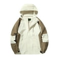 thumbnail image 1 of WRKEKC Heavy-Duty Waterproof Work Jacket Windproof Hooded Long Sleeve High-Visibility Durable Rain Gear for Outdoor Construction and All-Weather Work Commute Beige 3XL, 1 of 7