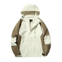 Stamzod Mens Windbreaker Jackets Lightweight Waterproof Raincoat with Hood Outerwear Casual Active Rain Jacket for Outdoor Travel Hiking(Available in Big & Tall) Beige XL