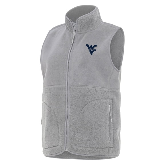 Women's Antigua  Gray West Virginia Mountaineers Nostalgic Full-Zip Vest
