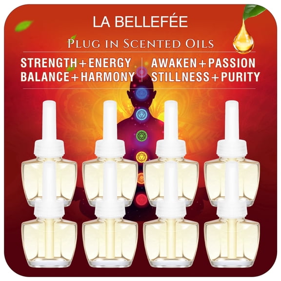 LABELLEFEE Plug-in Scented Oil Refill Healing Series Set 8-Pack with 4 Exclusive Fragrances Suitable for Office, Reading, Relaxation, Gatherings